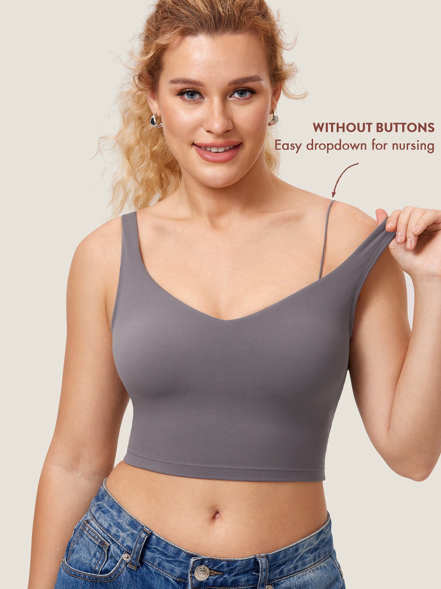 V Neck Nursing Crop Tank Top