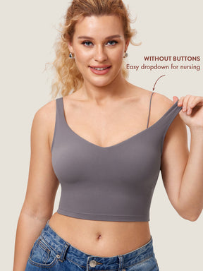 V Neck Nursing Crop Tank Top