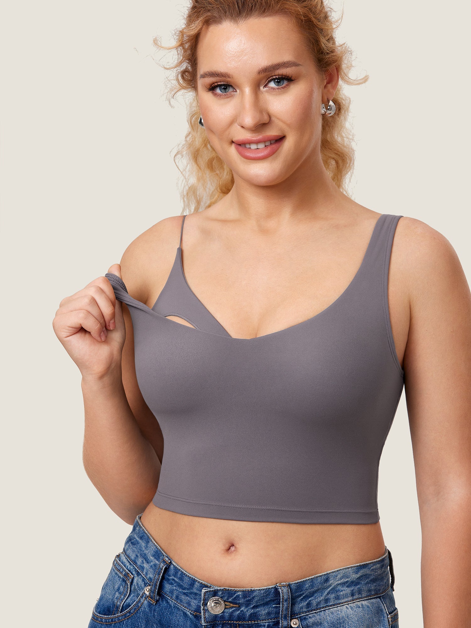 V Neck Nursing Crop Tank Top
