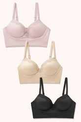 3 Pack Soft Wireless Push Up Bra