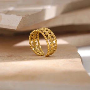 Anel Folhas Ouro