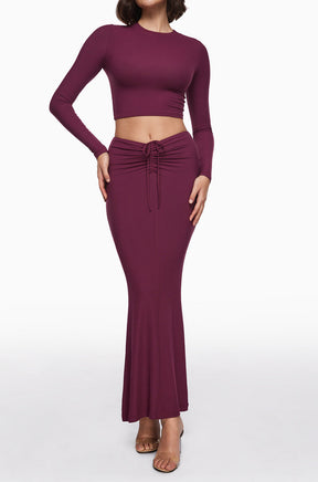 Ribbed Long Maxi Skirt