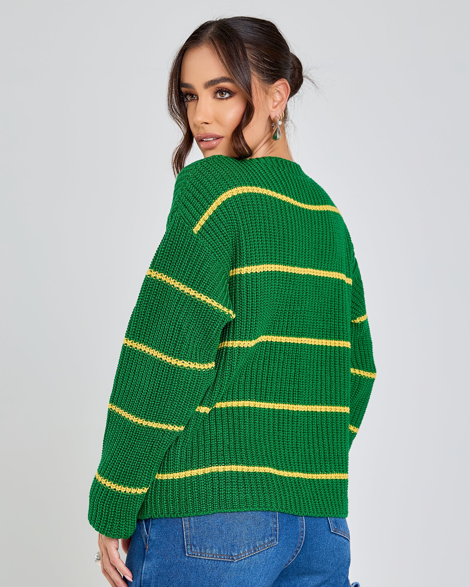 cardigan listrado tricot brasil copa 2026 canarinho + frete grátis