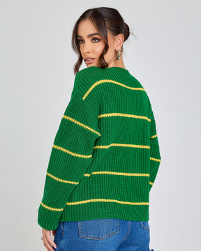 cardigan listrado tricot brasil copa 2026 canarinho + frete grátis