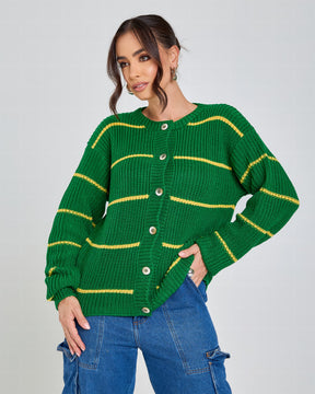 cardigan listrado tricot brasil copa 2026 canarinho + frete grátis