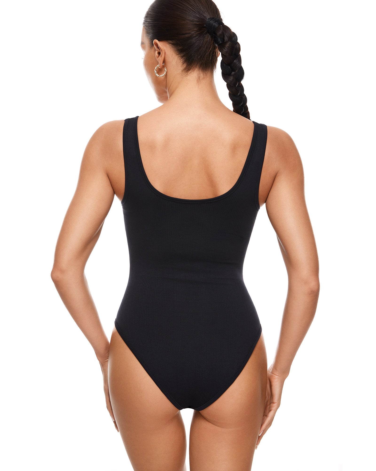 Ribbed Scoop Neck Sleeveless Bodysuit