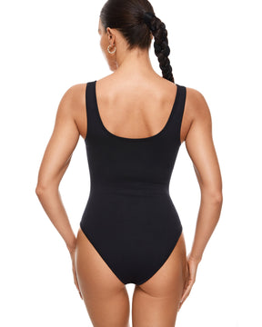 Ribbed Scoop Neck Sleeveless Bodysuit