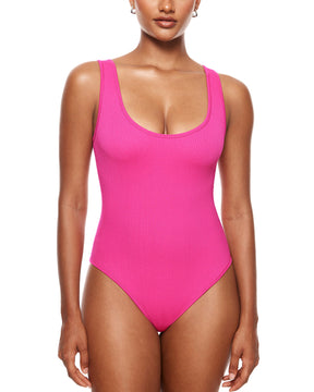 Ribbed Scoop Neck Sleeveless Bodysuit
