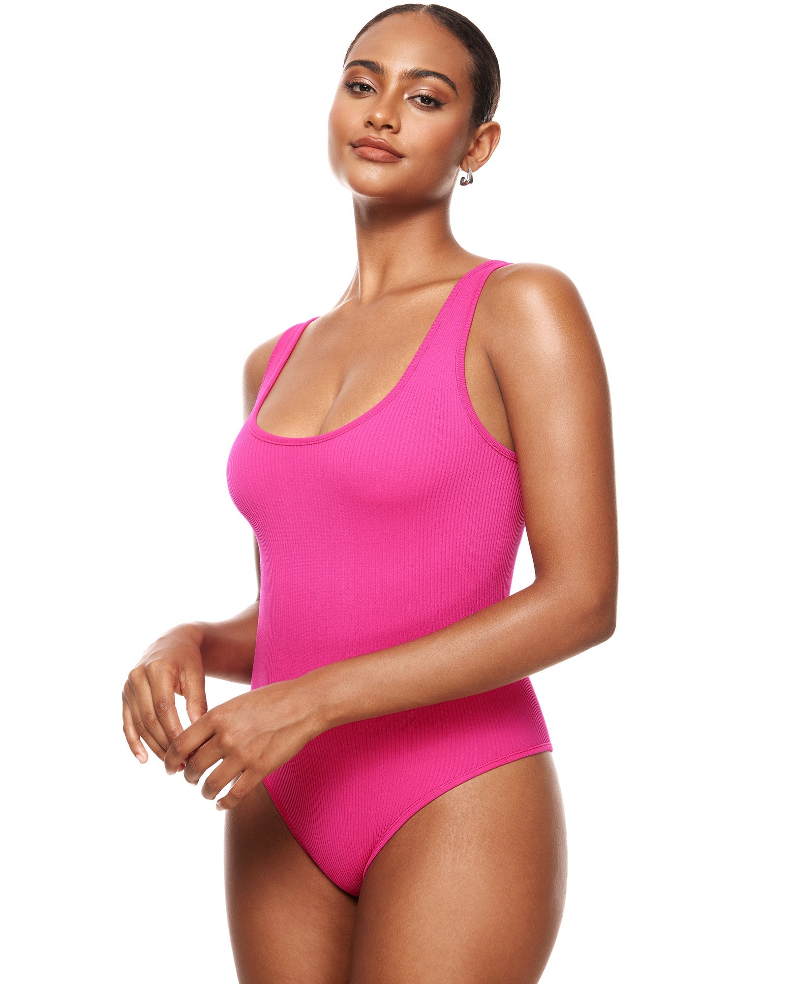 Ribbed Scoop Neck Sleeveless Bodysuit