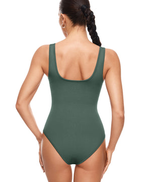 Ribbed Scoop Neck Sleeveless Bodysuit