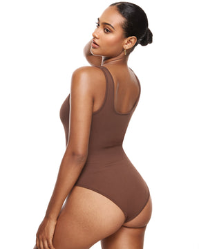 Ribbed Scoop Neck Sleeveless Bodysuit