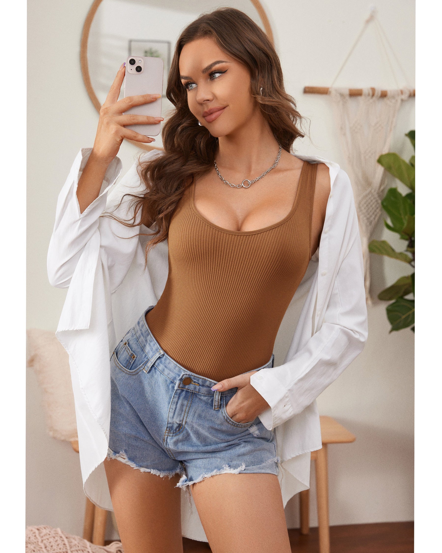 Ribbed Scoop Neck Sleeveless Bodysuit