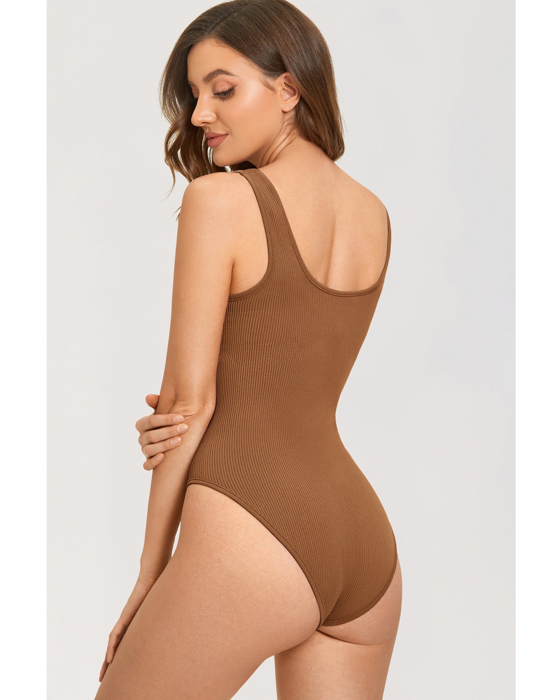 Ribbed Scoop Neck Sleeveless Bodysuit