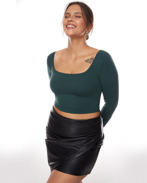 Natrelax™ Square Neck Long Sleeve Crop Top