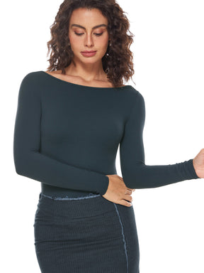 Natrelax™ Long Sleeve Boat Neck Bodysuit