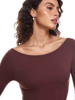 Natrelax™ Long Sleeve Boat Neck Bodysuit