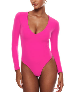 Natrelax™ Plunge Neck Long Sleeve Bodysuit