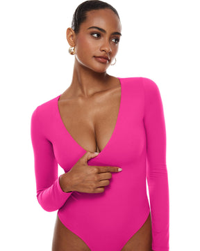 Natrelax™ Plunge Neck Long Sleeve Bodysuit