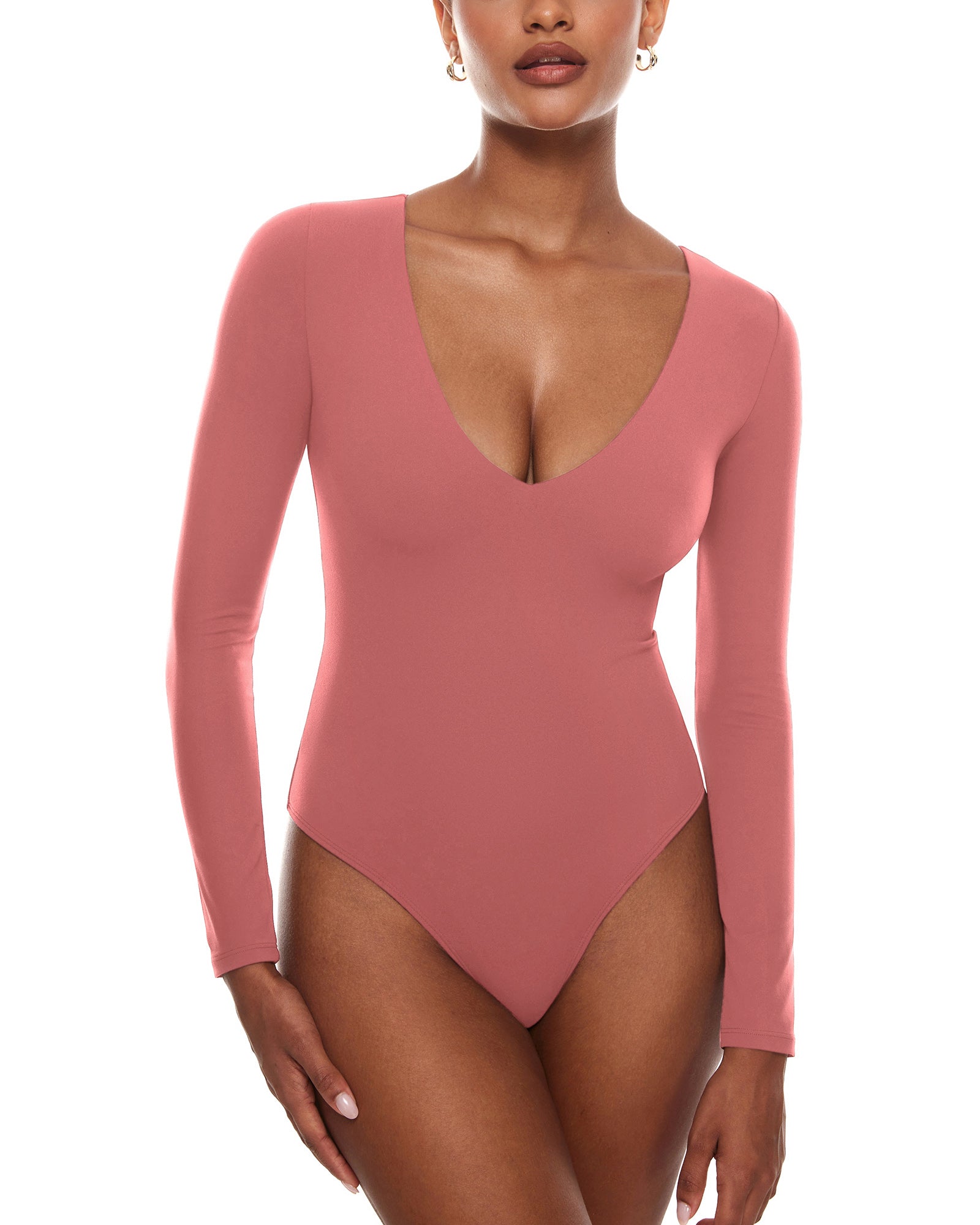V Neck Long Sleeve Bodysuit