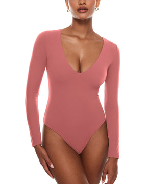 V Neck Long Sleeve Bodysuit