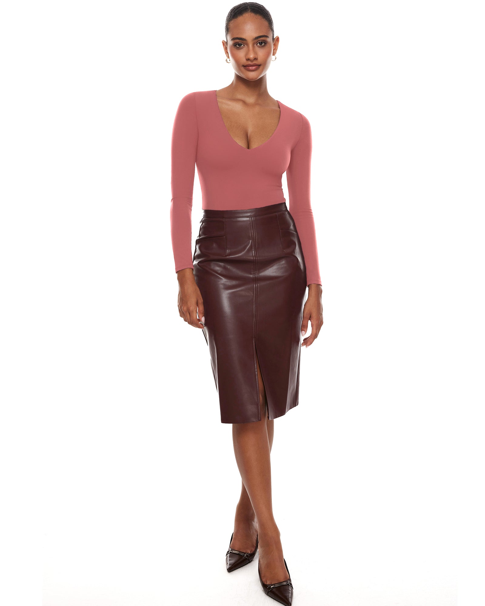 V Neck Long Sleeve Bodysuit