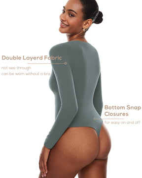 V Neck Long Sleeve Bodysuit