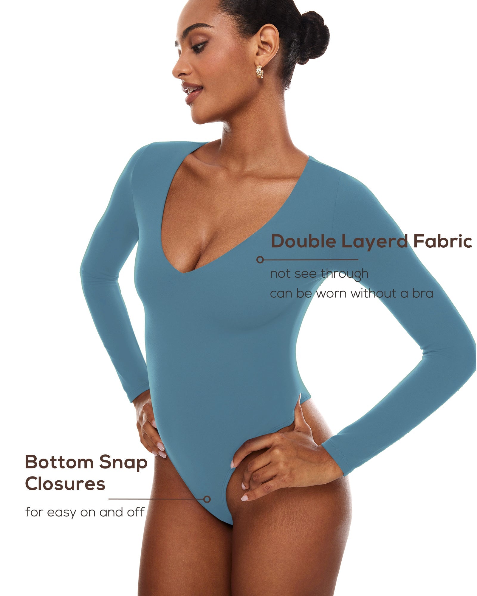 V Neck Long Sleeve Bodysuit