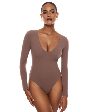 V Neck Long Sleeve Bodysuit