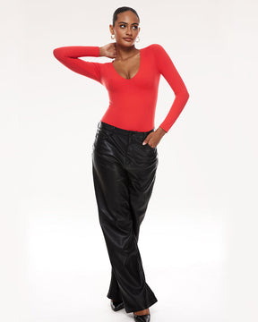 V Neck Long Sleeve Bodysuit