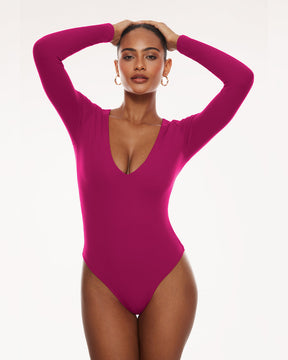 V Neck Long Sleeve Bodysuit