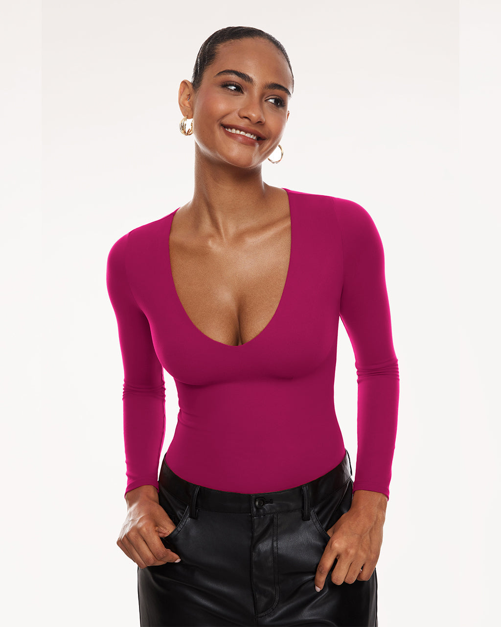 V Neck Long Sleeve Bodysuit