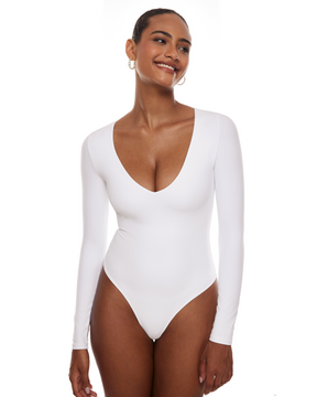 Natrelax™ Plunge Neck Long Sleeve Bodysuit