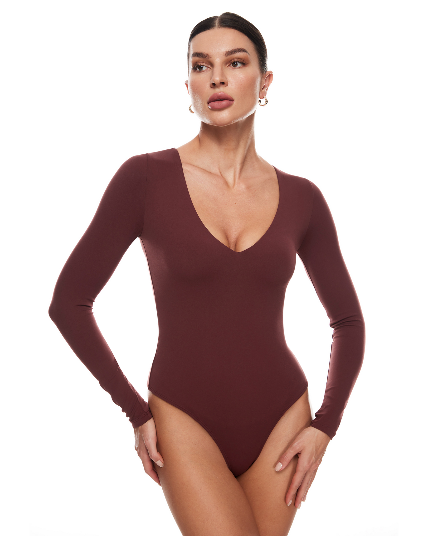 V Neck Long Sleeve Bodysuit