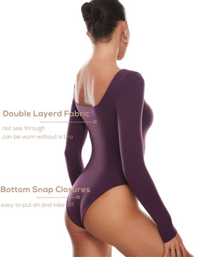 Natrelax™ Sqaure Neck Long Sleeve Bodysuit
