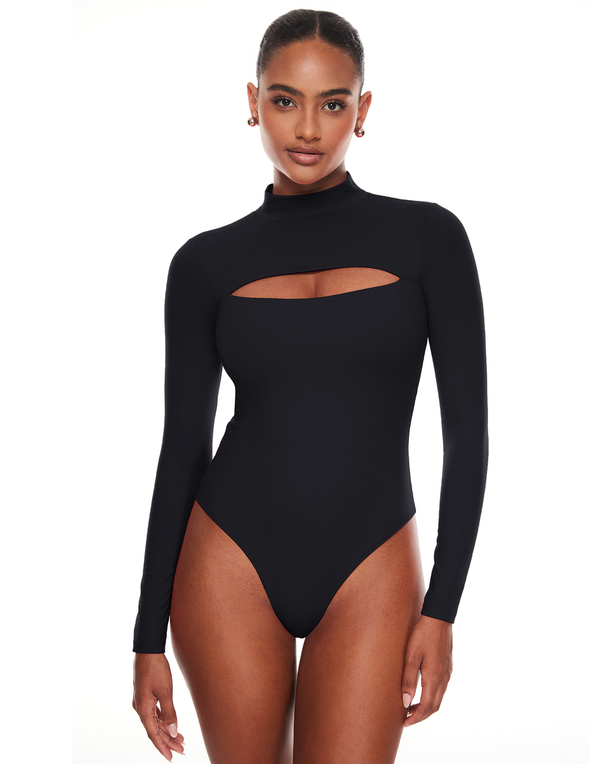Natrelax™ Long Sleeve Turtleneck Cut Out Bodysuits