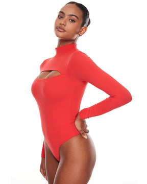 Natrelax™ Long Sleeve Turtleneck Cut Out Bodysuits