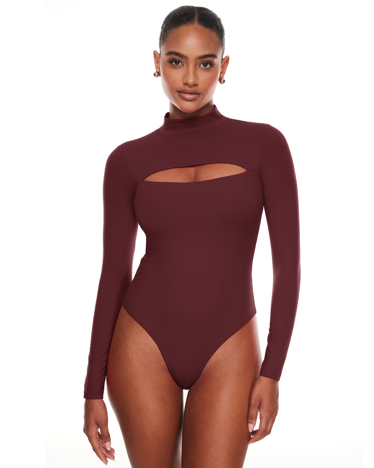 Natrelax™ Long Sleeve Turtleneck Cut Out Bodysuits