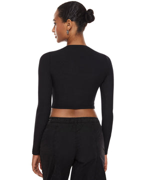 Ribbed Long Sleeve Crew Neck Crop Tops