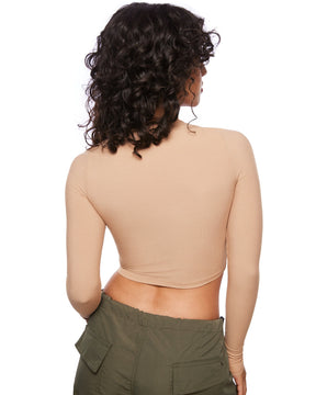 Ribbed Long Sleeve Crew Neck Crop Tops