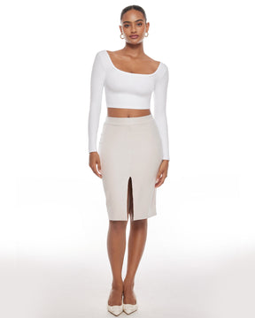 Natrelax™ Square Neck Long Sleeve Crop Top