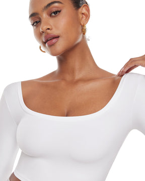 Natrelax™ Square Neck Long Sleeve Crop Top