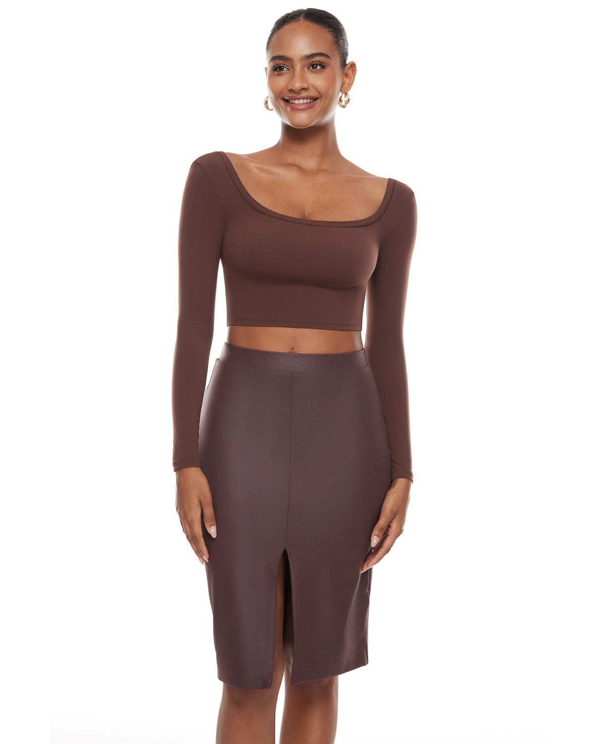 Natrelax™ Square Neck Long Sleeve Crop Top