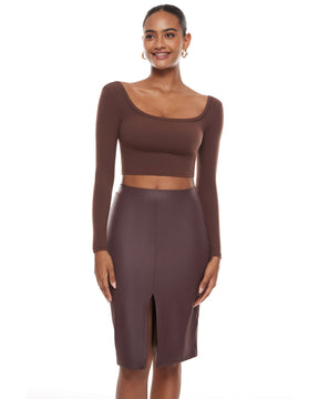 Natrelax™ Square Neck Long Sleeve Crop Top