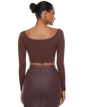 Natrelax™ Square Neck Long Sleeve Crop Top