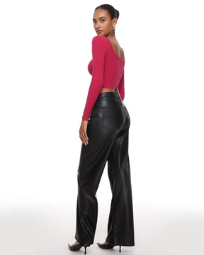 Natrelax™ Square Neck Long Sleeve Crop Top