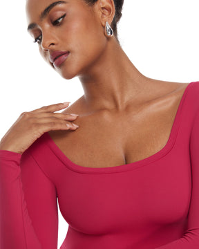 Natrelax™ Square Neck Long Sleeve Crop Top