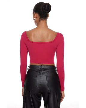 Natrelax™ Square Neck Long Sleeve Crop Top