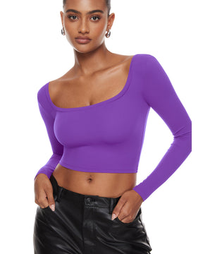 Natrelax™ Square Neck Long Sleeve Crop Top