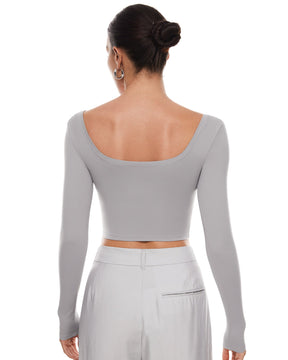Natrelax™ Square Neck Long Sleeve Crop Top