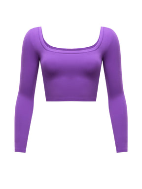 Natrelax™ Square Neck Long Sleeve Crop Top